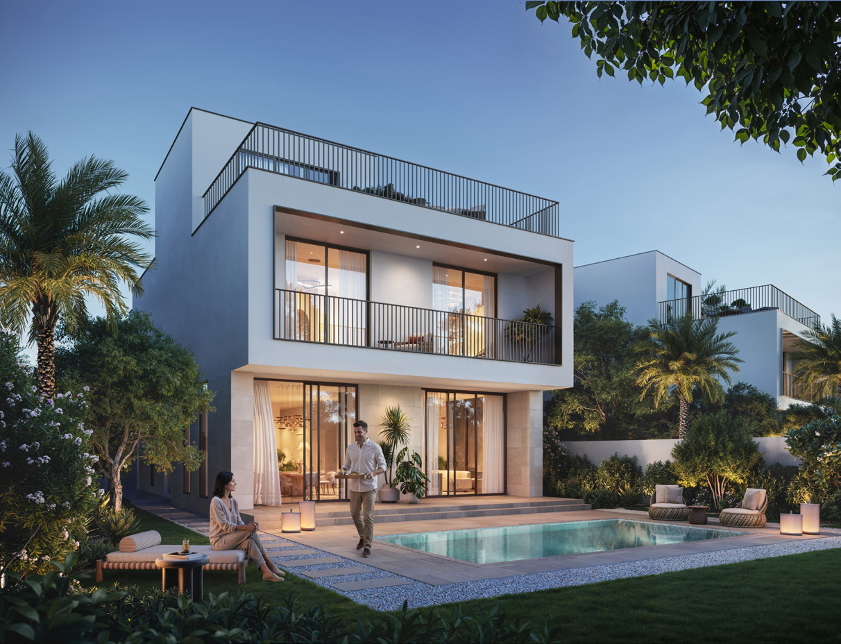 Serro villa with roof terrace and private pool at twilight