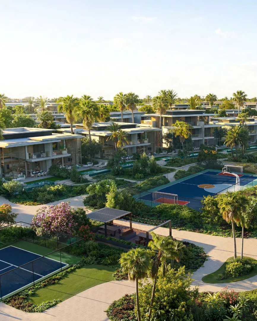 Padel and multi-sport courts set among gardens and villas