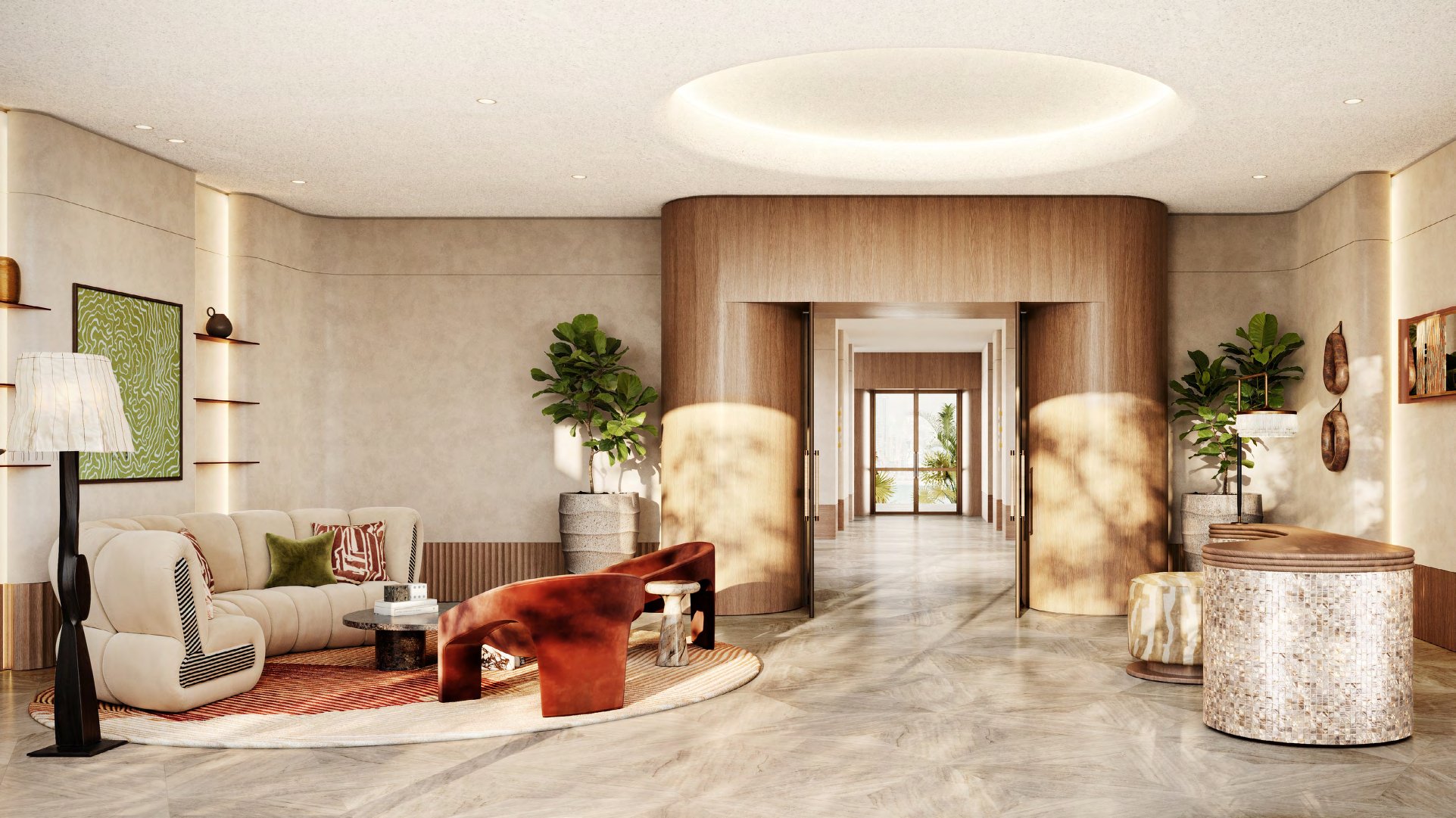 Arrival lobby with lounge seating