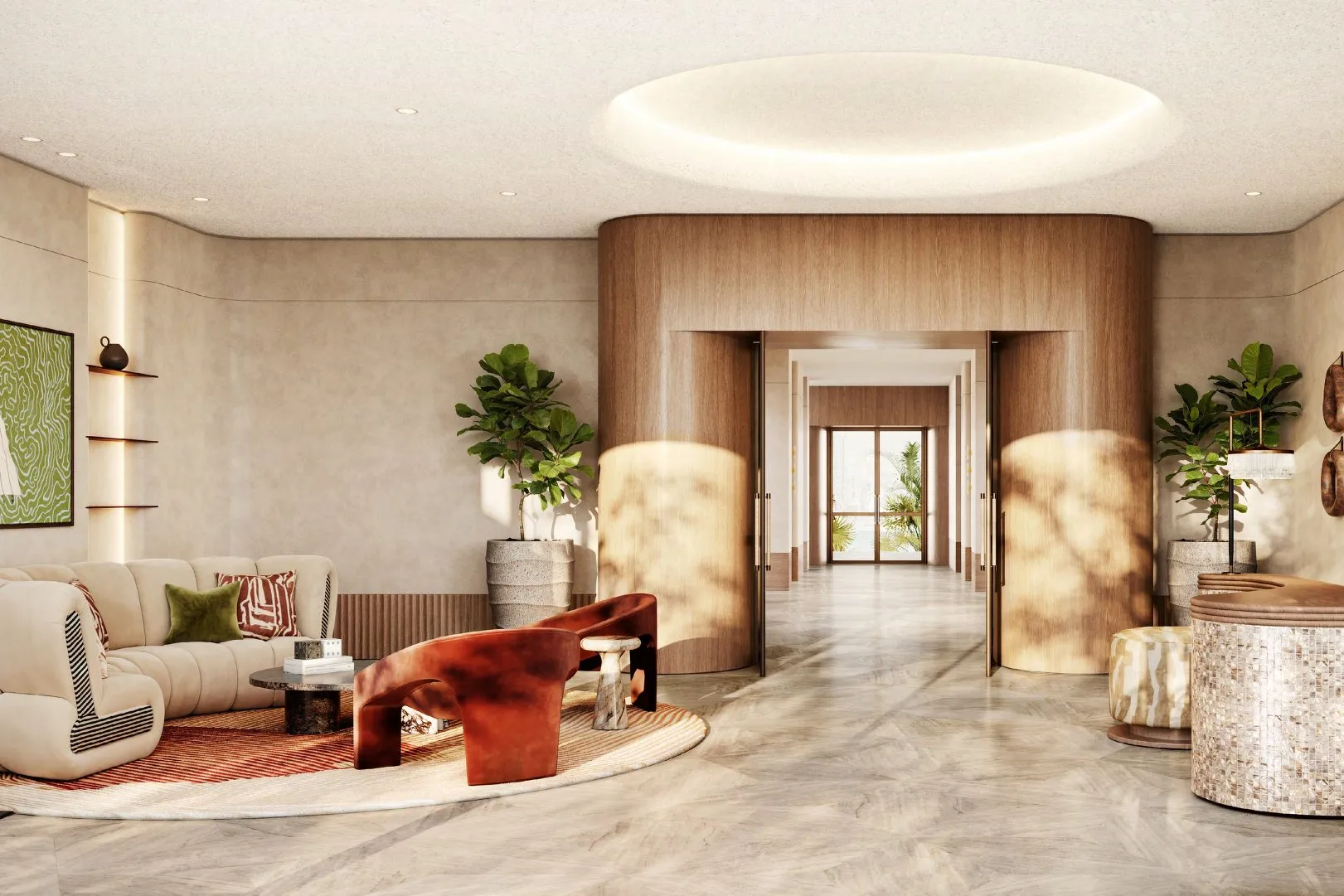 Arrival lobby with lounge seating