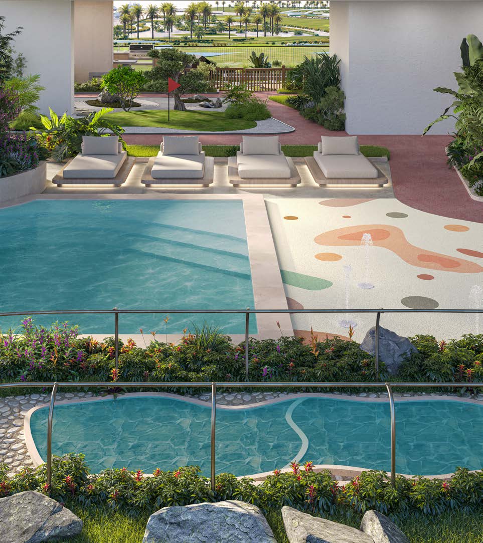 The podium pools and gardens
