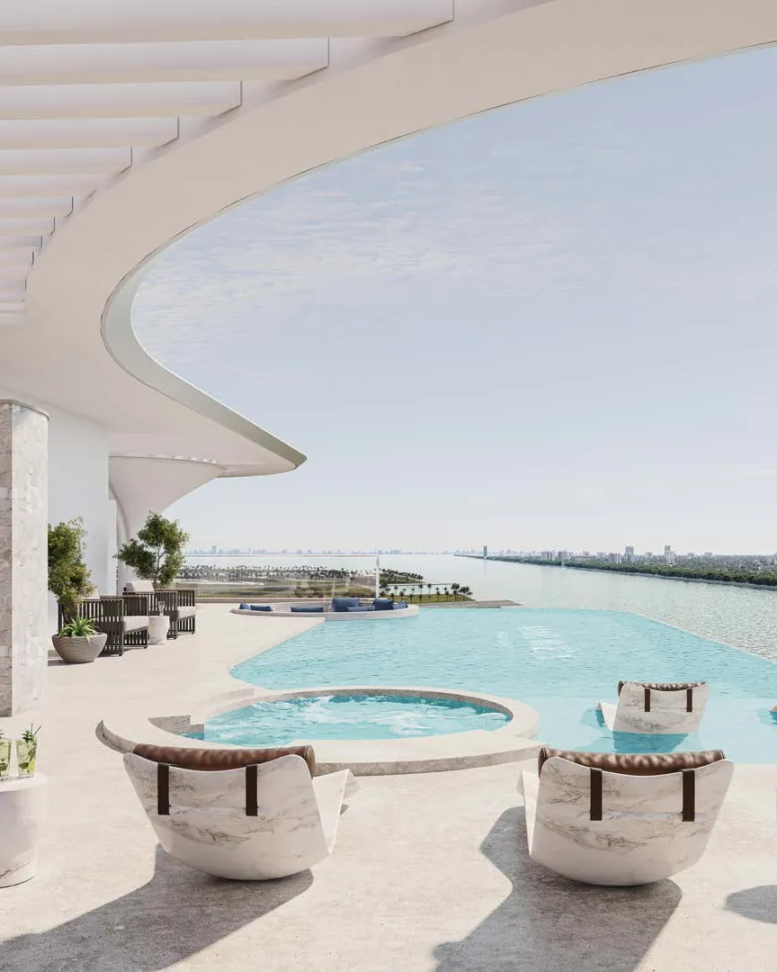The rooftop pool deck and sky lounge