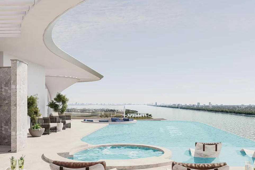 The rooftop pool deck and sky lounge