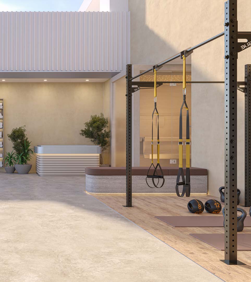 The outdoor gym on the eighth floor