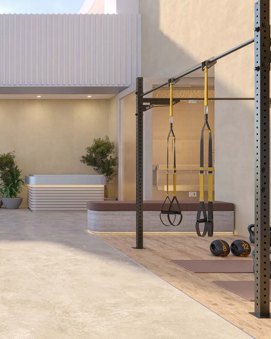 The outdoor gym on the eighth floor